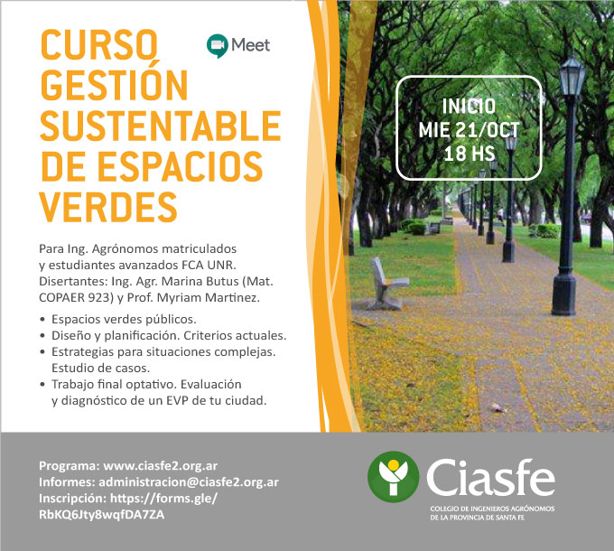 Curso Gestión sustentable de espacios verdes